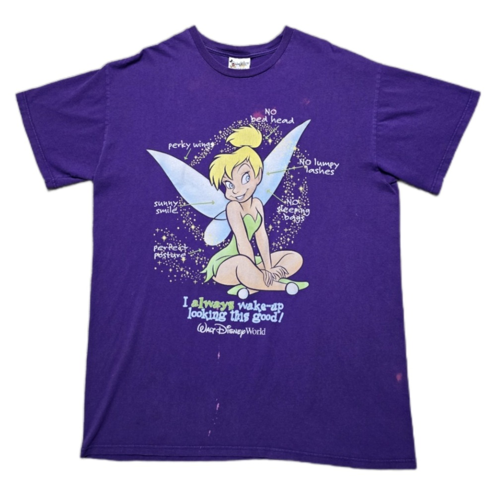 VTG 90s Disney Tinkerbell Womens Big‎ T-Shirt Sz XL Purple Sleepwear